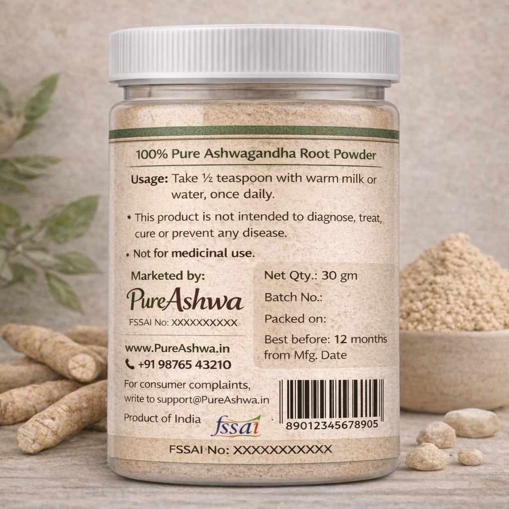 PureAshwa jar label